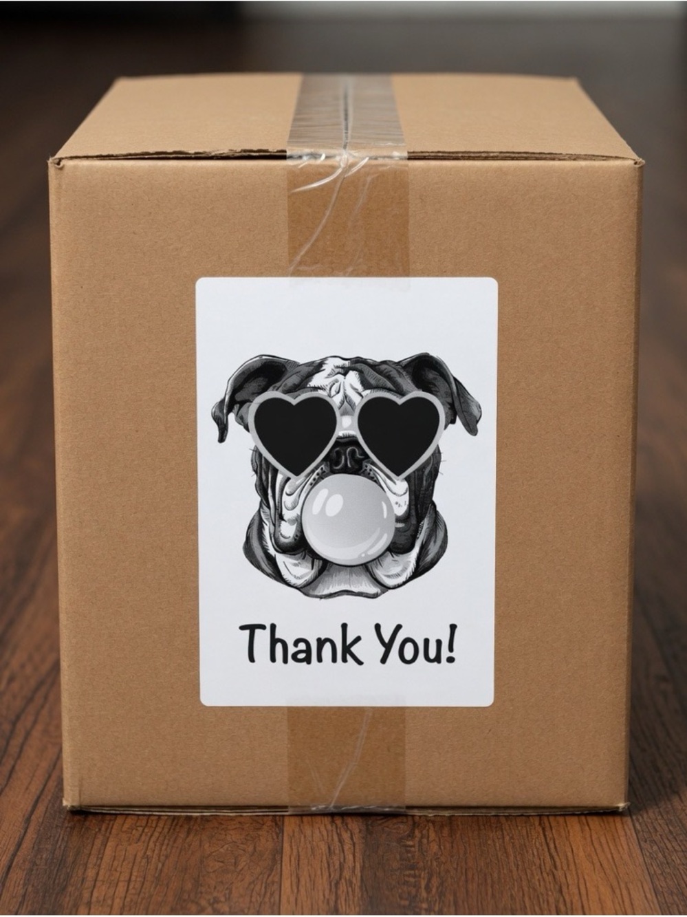 Old English Bulldog Thank You Labels 4”x6”-100ct.